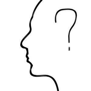 Perfil de la cara de una persona que se está preguntando algo.
